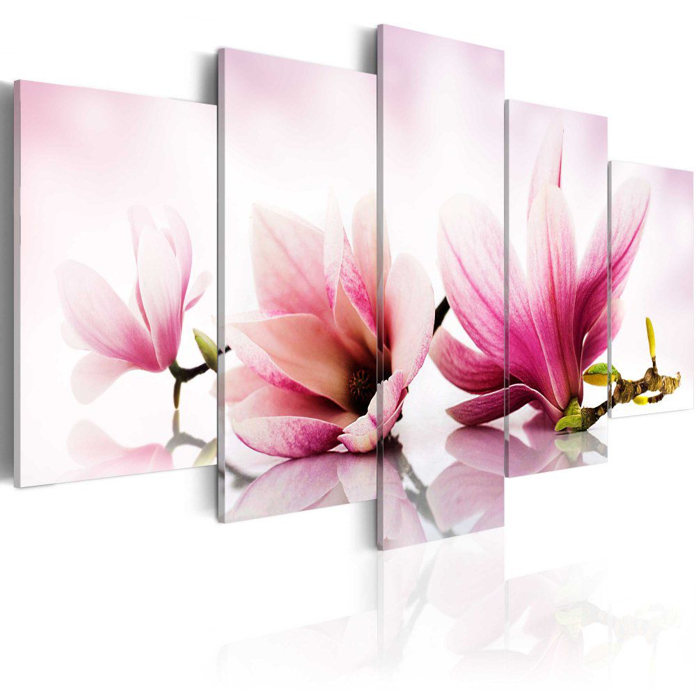 Obraz na plátně Bimago - Magnolias: pink flowers 100x50 cm - GLIX DECO s.r.o.