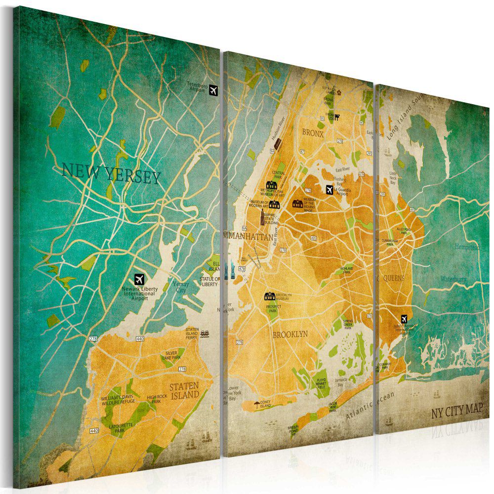 Obraz na plátně Bimago - Map of New York City\'s: neighborhoods 60x40 cm - GLIX DECO s.r.o.