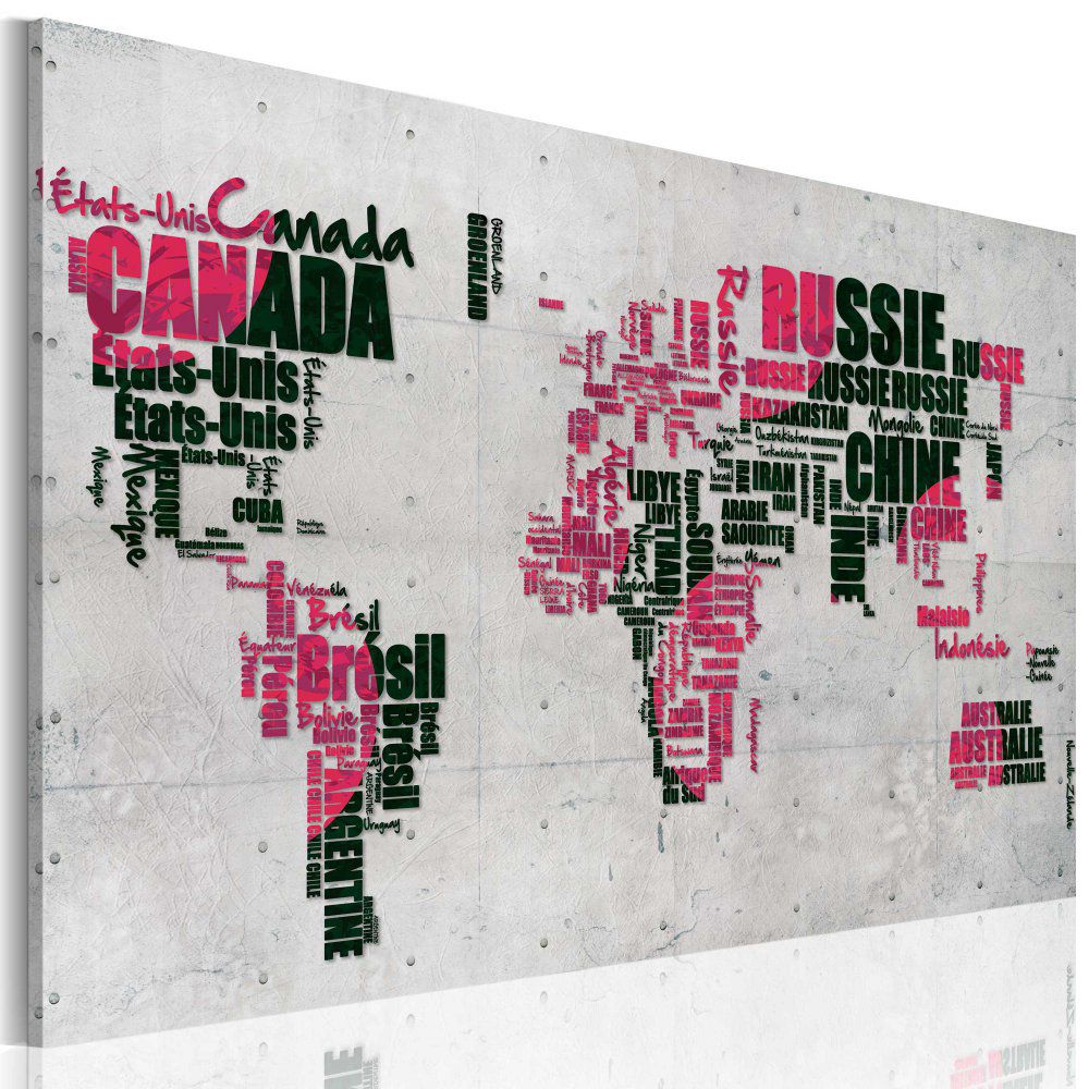 Obraz na plátně Bimago - Map of the World (French language) 60x40 cm - GLIX DECO s.r.o.
