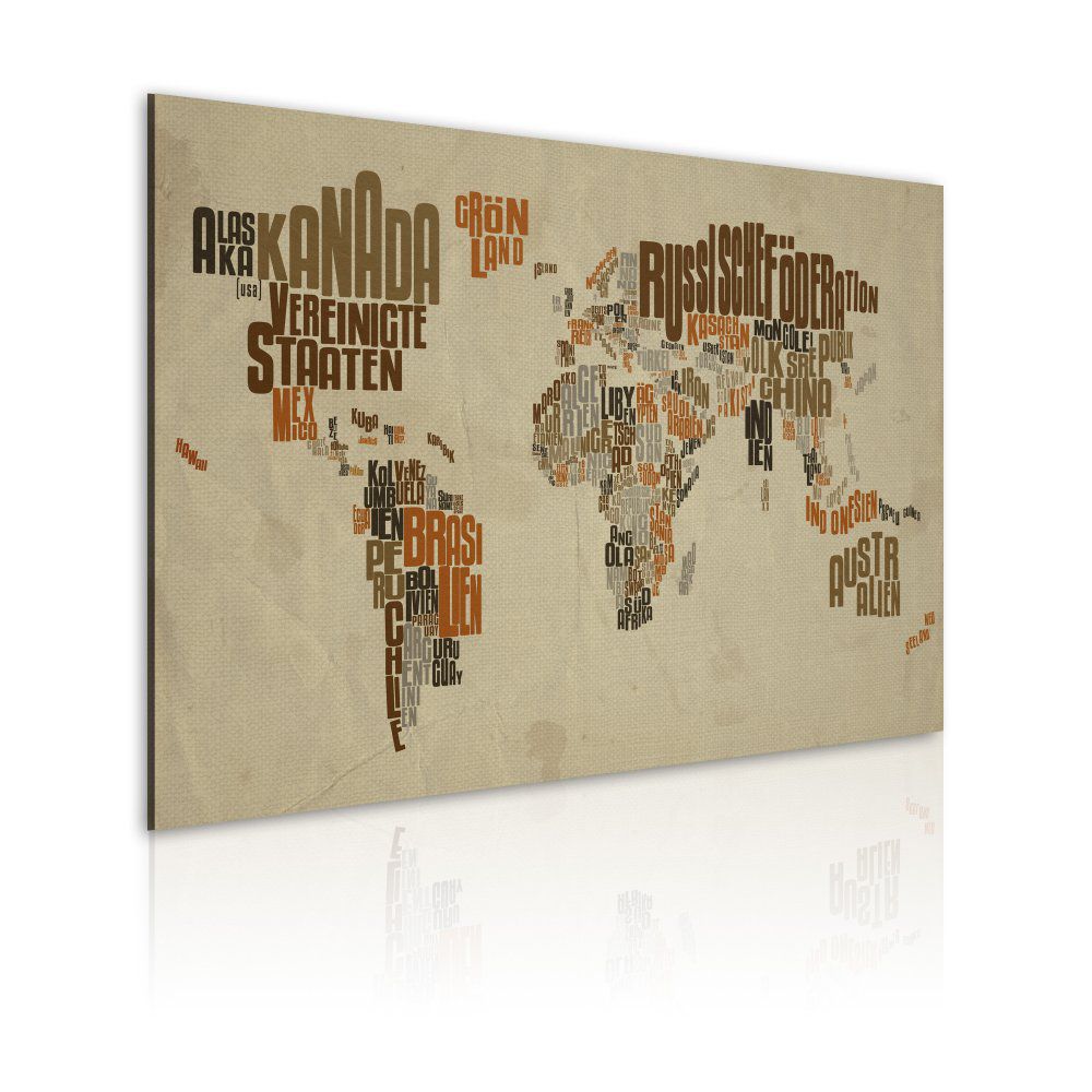 Obraz na plátně Bimago - Map of the World (German language) 60x40 cm - GLIX DECO s.r.o.