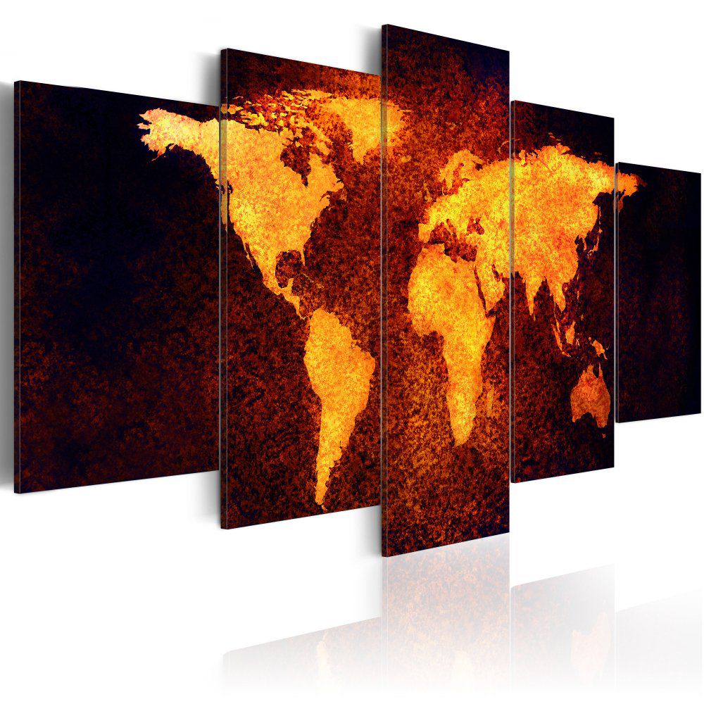 Obraz na plátně Bimago - Map of the World - Hot lava 100x50 cm - GLIX DECO s.r.o.