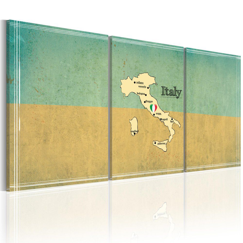 Obraz na plátně Bimago - mapa: Itálie 60x30 cm - GLIX DECO s.r.o.