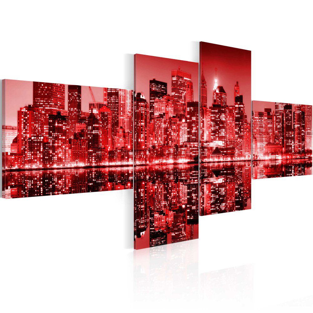 Obraz na plátně Bimago - NYC - city in shades of redness 100x45 cm - GLIX DECO s.r.o.