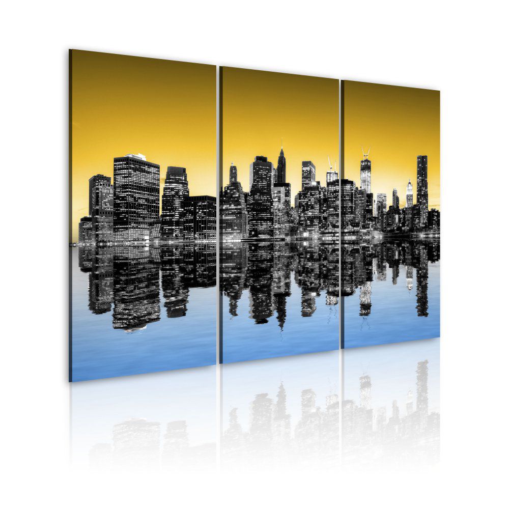 Obraz na plátně Bimago - NYC mirror reflection - triptych 60x40 cm - GLIX DECO s.r.o.