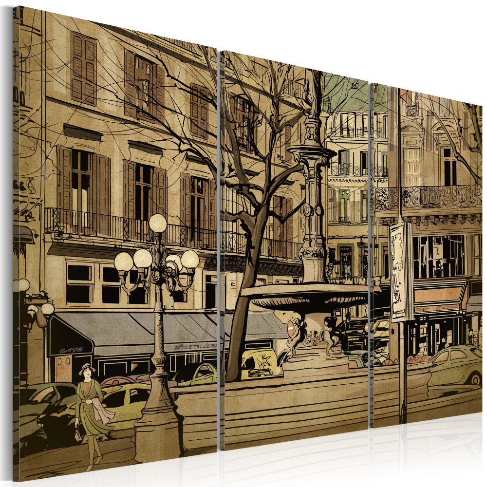 Obraz na plátně Bimago - Parisian fountain in sepia 60x40 cm - GLIX DECO s.r.o.