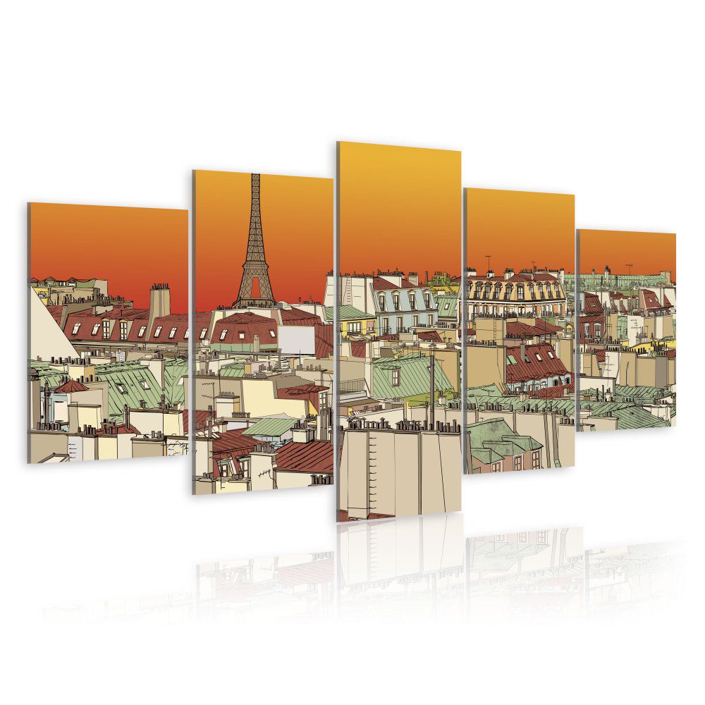 Obraz na plátně Bimago - Parisian sky in orange colour 100x50 cm - GLIX DECO s.r.o.