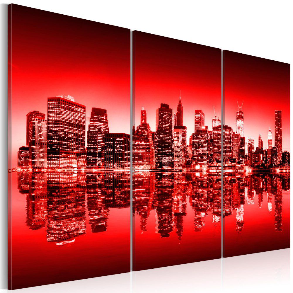 Obraz na plátně Bimago - Red glow over New York 60x40 cm - GLIX DECO s.r.o.