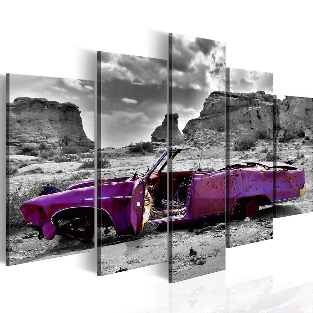 Obraz na plátně Bimago - Retro car at Colorado Desert - 5 pieces 100x50 cm - GLIX DECO s.r.o.