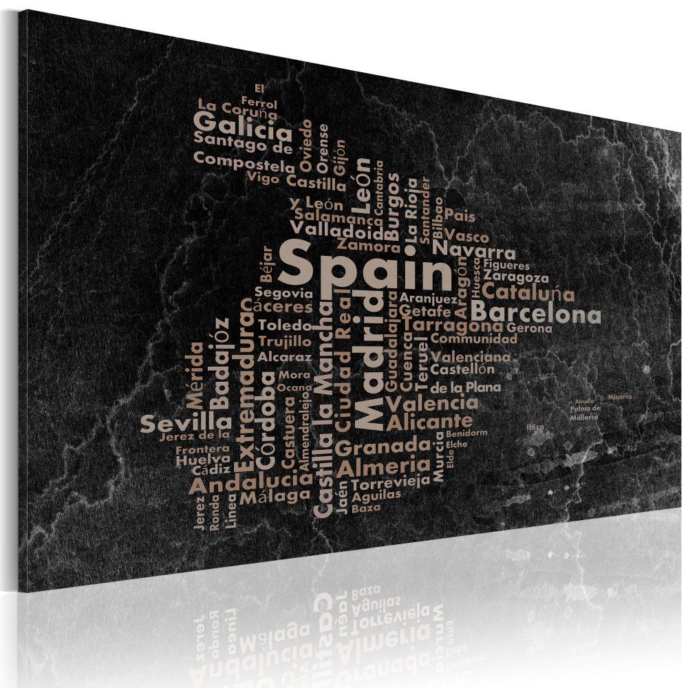 Obraz na plátně Bimago - Text map of Spain on the blackboard 60x40 cm - GLIX DECO s.r.o.
