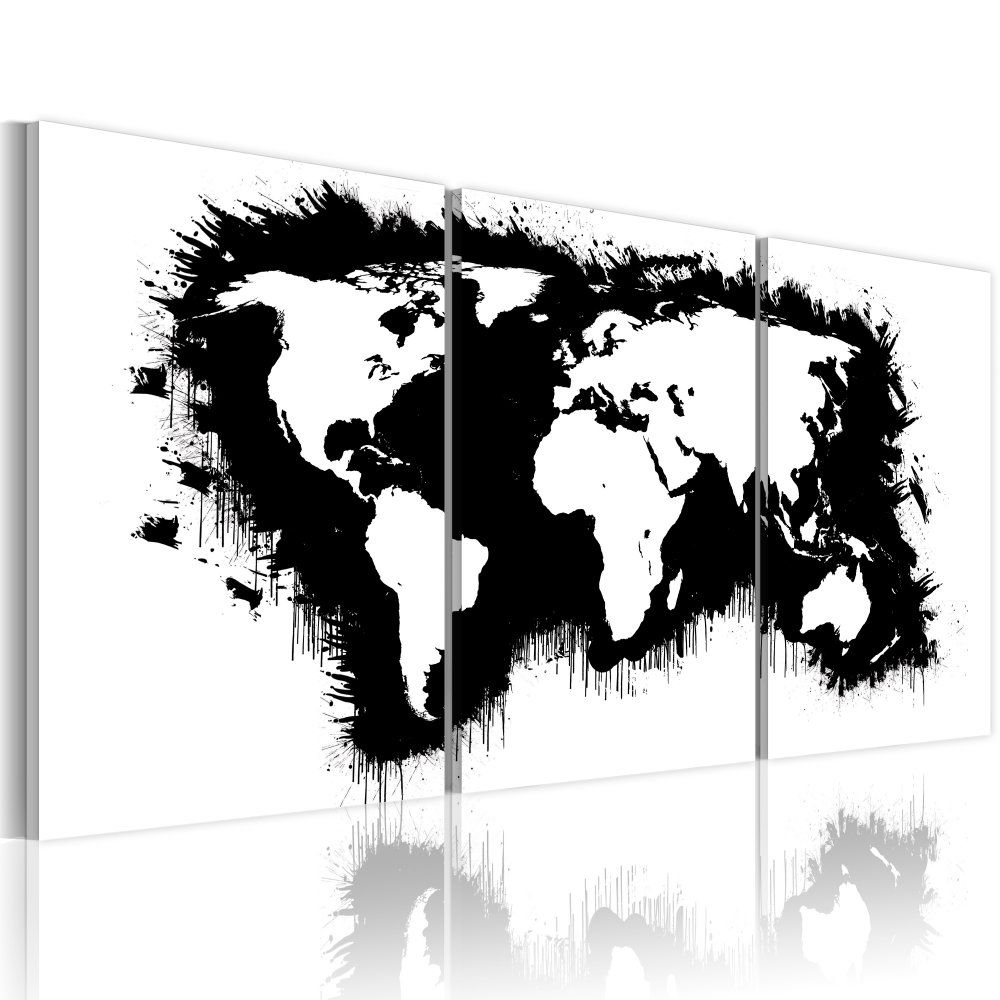Obraz na plátně Bimago - The World map in black-and-white 60x30 - GLIX DECO s.r.o.