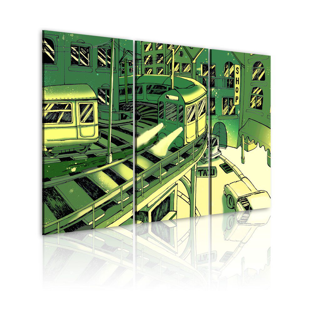 Obraz na plátně Bimago - train station, Manhattan (green) 60x40 cm - GLIX DECO s.r.o.