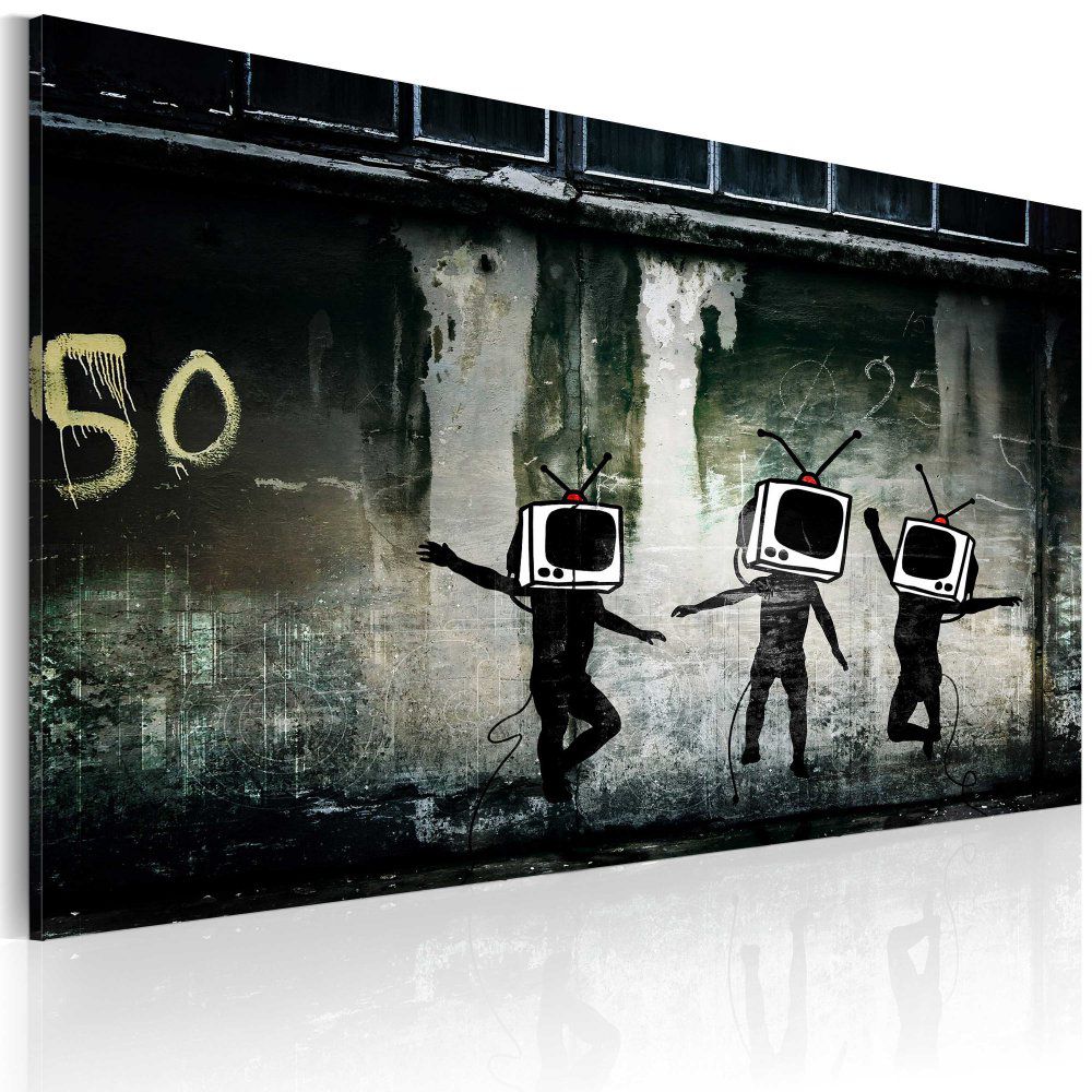 Obraz na plátně Bimago - TV heads dance (Banksy) 60x40 cm - GLIX DECO s.r.o.