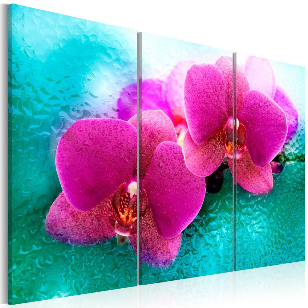 Obraz na plátně Bimago - Tyrkys a orchidea 60x40 cm - GLIX DECO s.r.o.