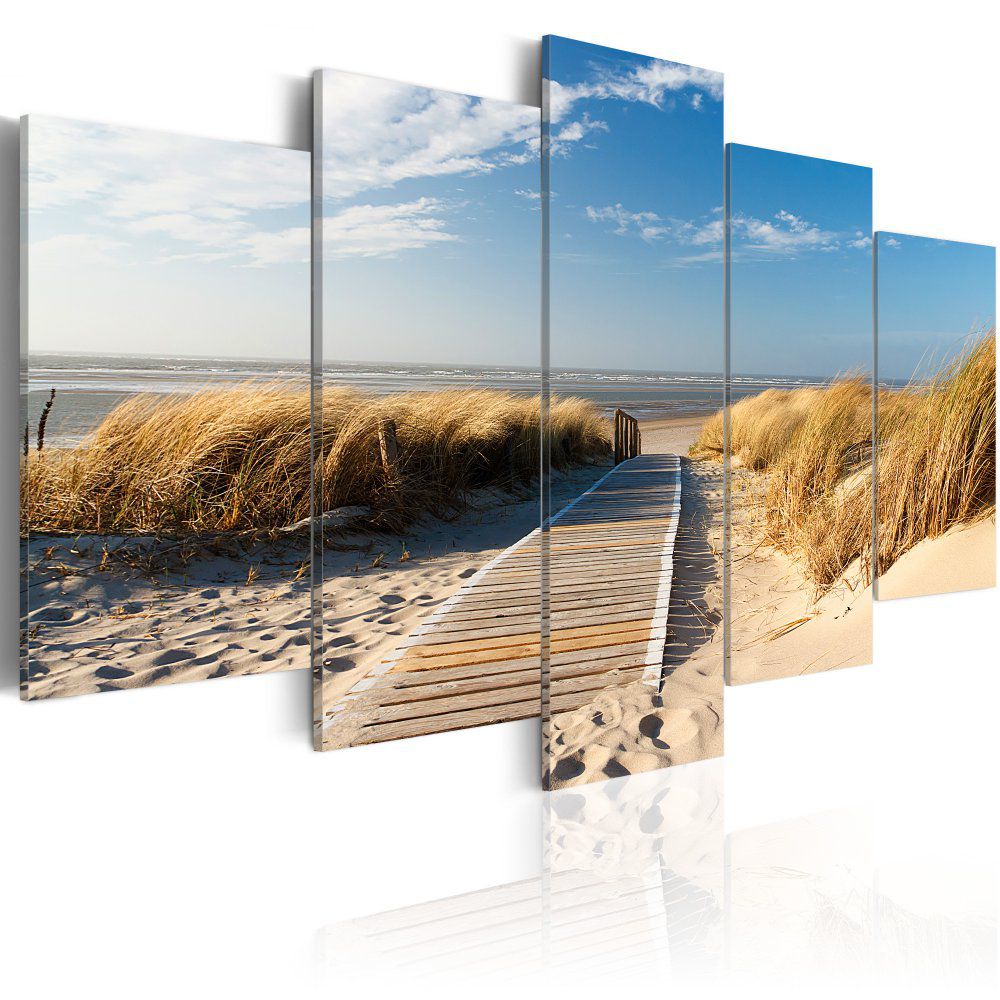 Obraz na plátně Bimago - Unguarded beach - 5 pieces 100x50 cm - GLIX DECO s.r.o.