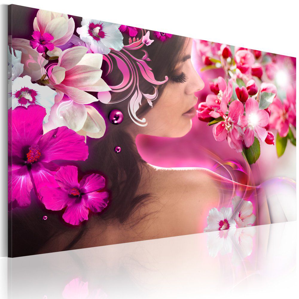 Obraz na plátně Bimago - Woman and flowers 60x40 cm - GLIX DECO s.r.o.