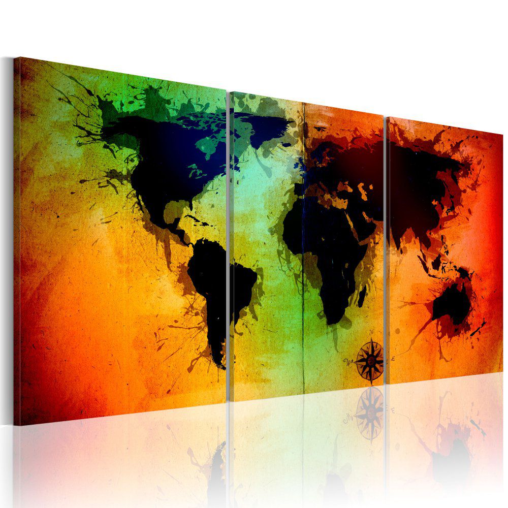 Obraz na plátně Bimago - World map - colorful oceans 60x30 - GLIX DECO s.r.o.
