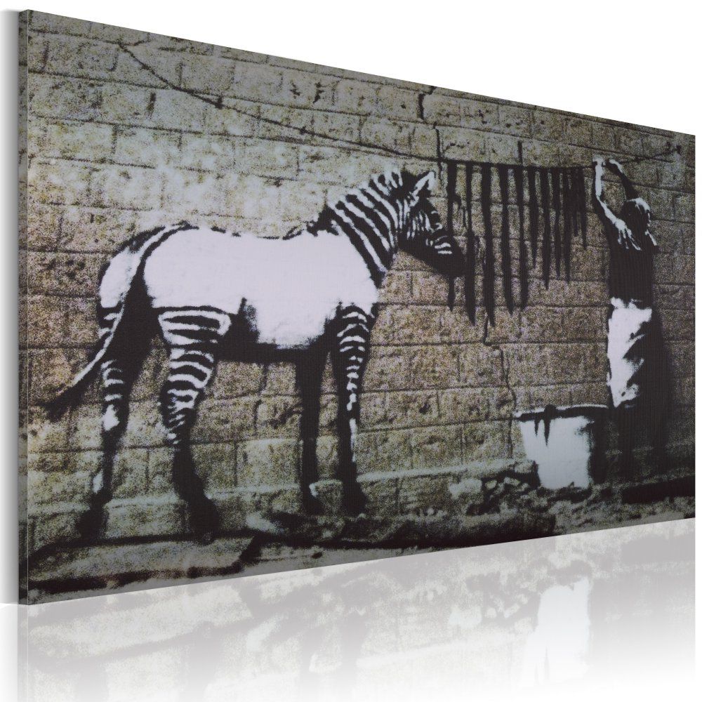 Obraz na plátně Bimago - Zebra washing (Banksy) 60x40 cm - GLIX DECO s.r.o.