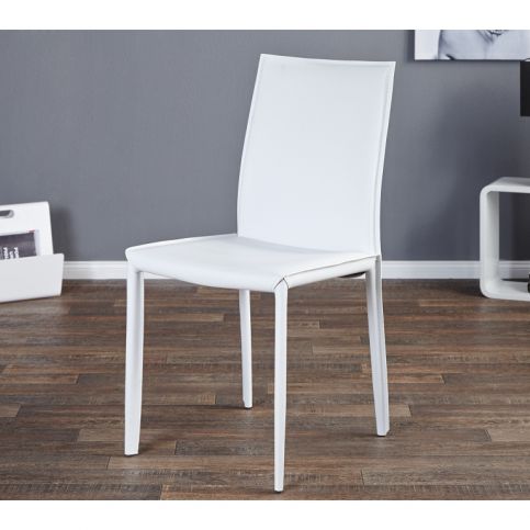 INV Jídelní židle Como, bílá regenerovaná kůže - Design4life