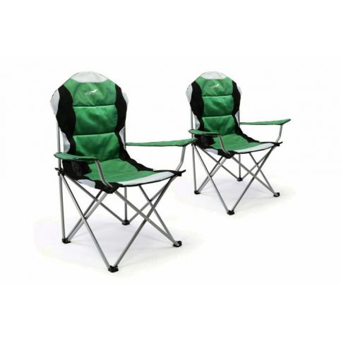OEM D35957 Sada 2 ks skládací kempingová rybářská židle Divero Deluxe - zeleno/černá - T-zboží.cz