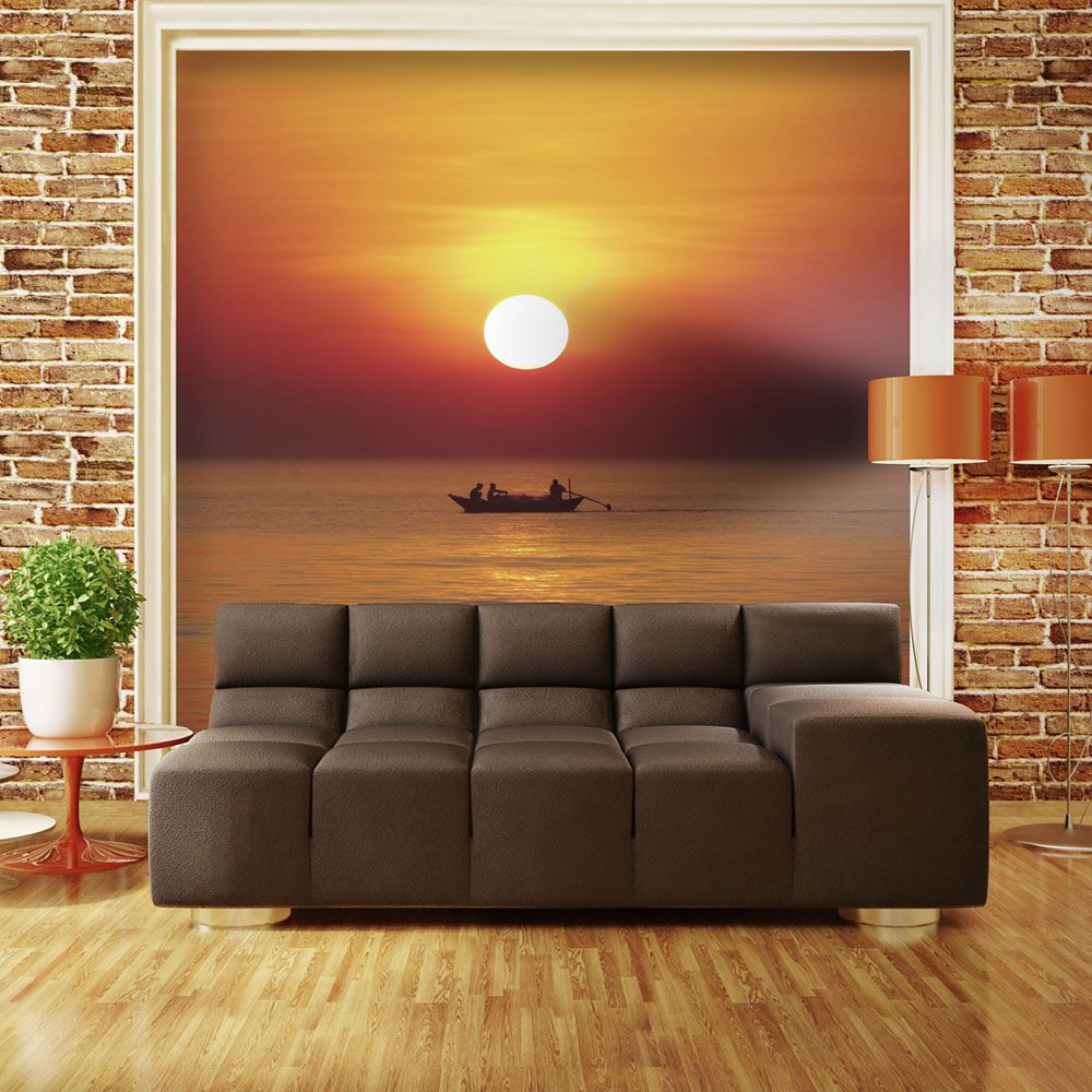 Fototapeta Bimago - Sunset with fishing boat + lepidlo zdarma 200x154 cm - GLIX DECO s.r.o.