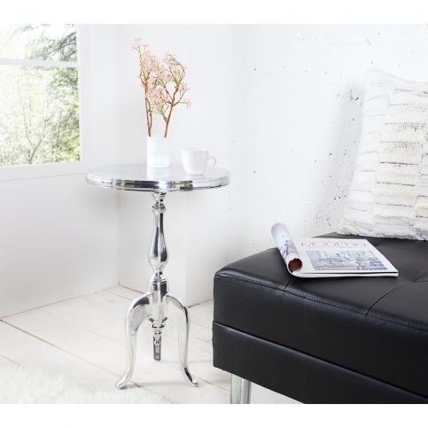 INV Odkládací stolek Barok 55cm stříbrný, kruhový - Design4life