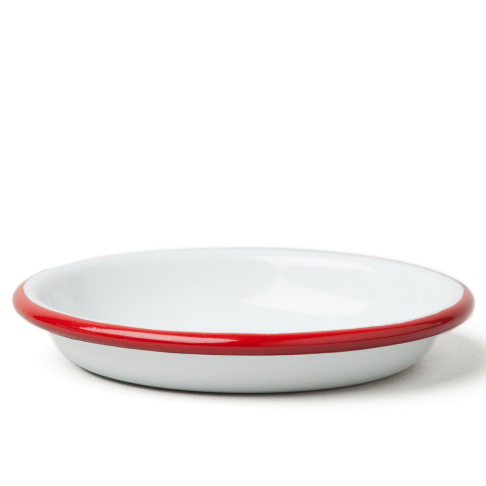 Malý servírovací smaltovaný talíř s červeným okrajem Falcon Enamelware, ø 10 cm - Bonami.cz