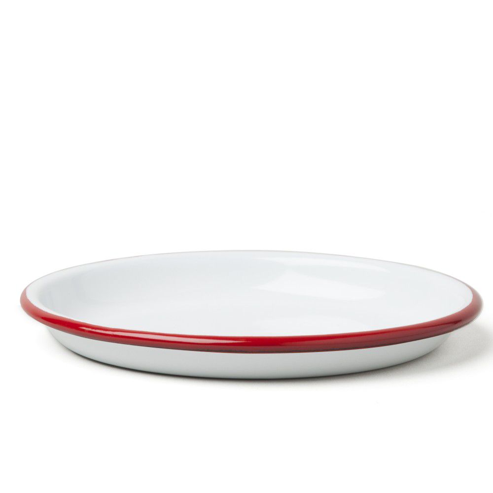 Velký servírovací smaltovaný talíř s červeným okrajem Falcon Enamelware, ø 14 cm - Bonami.cz