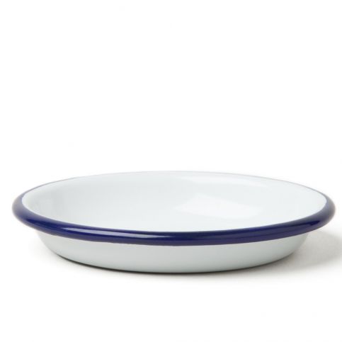Malý servírovací smaltovaný talíř s modrým okrajem Falcon Enamelware, Ø 10 cm - Bonami.cz