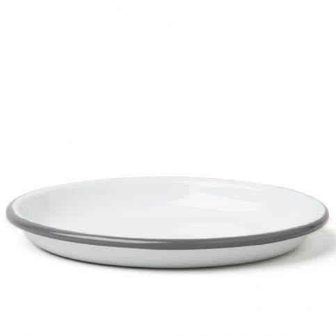 Velký servírovací smaltovaný talíř se šedým okrajem Falcon Enamelware, Ø 14 cm - Bonami.cz