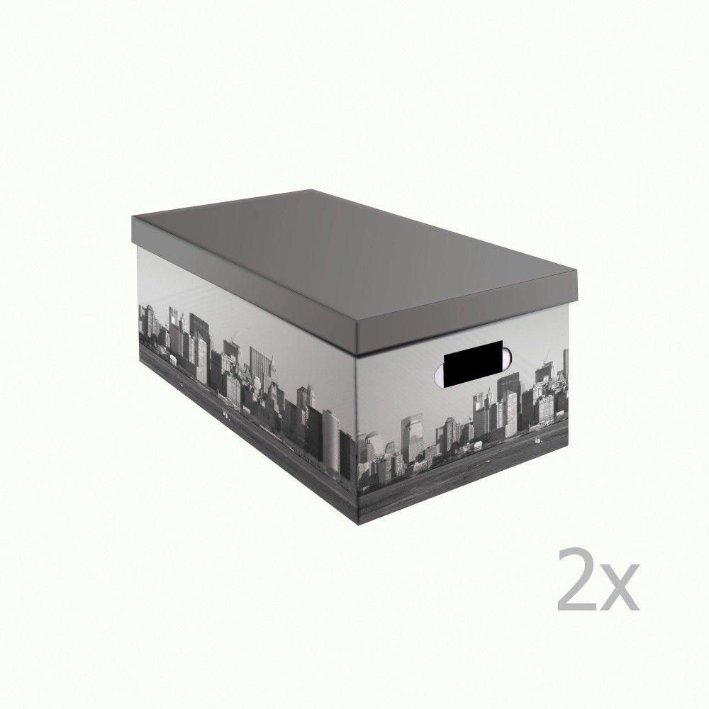 Sada 2 šedých úložných krabic Compactor NewYork, šířka 52 cm - Bonami.cz