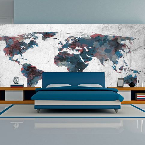 Bimago Fototapeta - World map on the wall 550x270 cm - GLIX DECO s.r.o.
