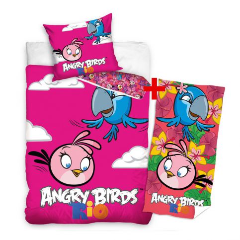 Výhodná sada pro holčičky bavlněné povlečení a osuška Angry Birds - 4home.cz