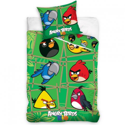 Tip Trade Dětské bavlněné povlečení Angry Birds Green, 140 x 200 cm, 70 x 90 cm - 4home.cz