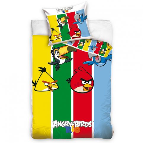 Tip Trade Dětské bavlněné povlečení Angry Birds Stripes, 140 x 200 cm, 70 x 80 cm - 4home.cz