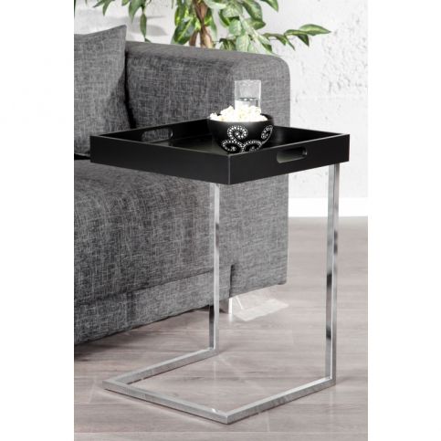 INV Odkládací stolek Nica černá-chrom, podnos - Design4life