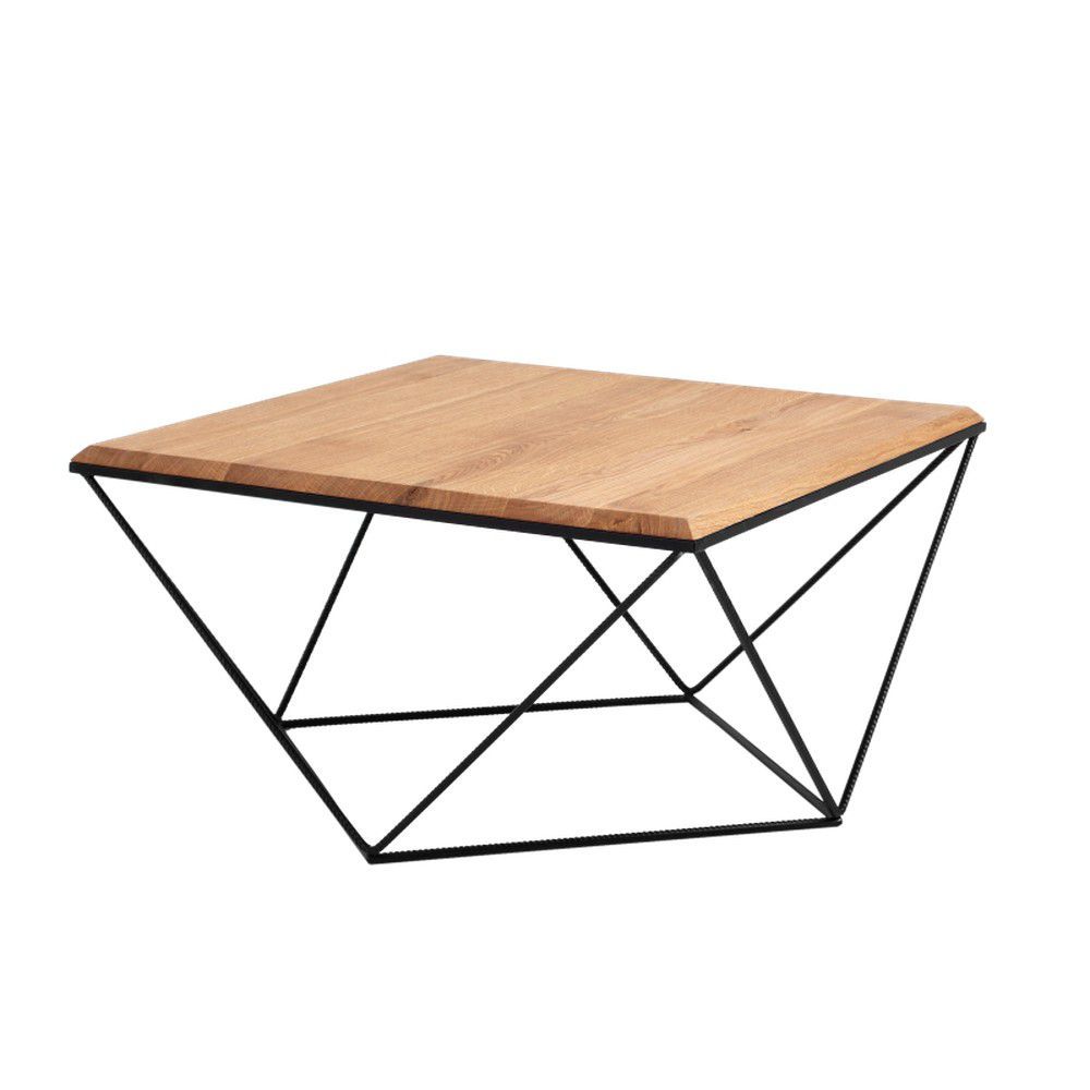 Nordic Design Přírodní konferenční stolek Deryl 80x80 cm s černou podnoží - Bonami.cz