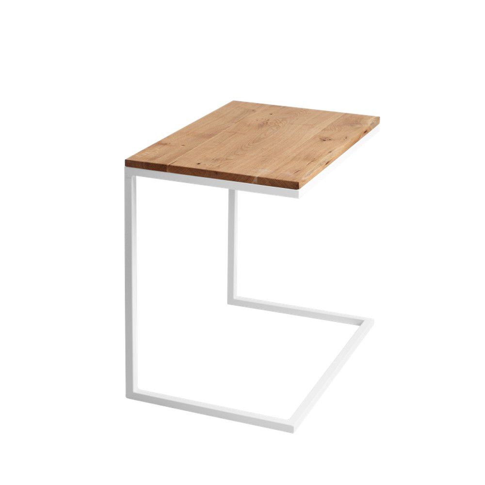 Stůl s bílým podnožím a deskou z masivního dubu CustomForm Lupe - Bonami.cz