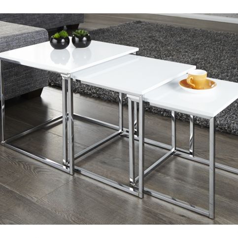 INV Odkládací stolek Destin 3set, bílý - Design4life