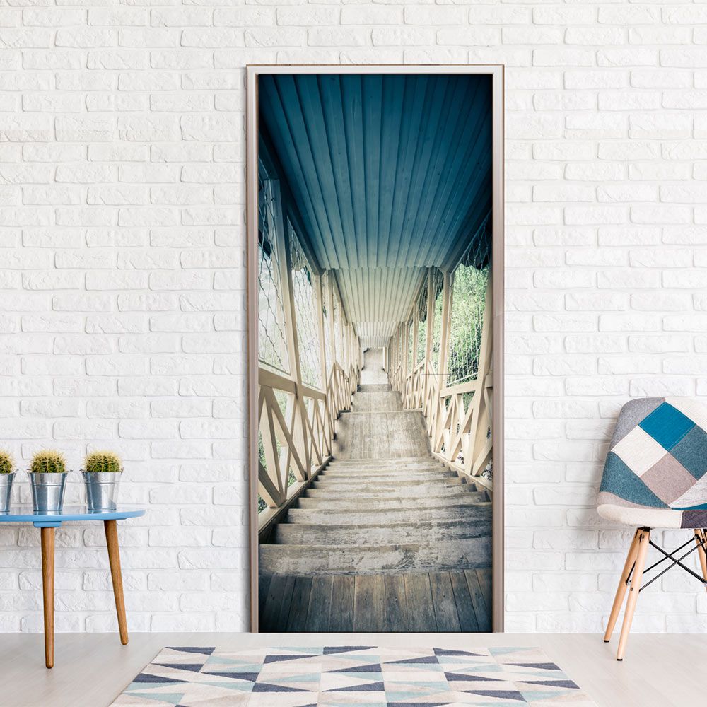 Fototapeta na dveře Bimago - Wooden Vintage Stairway + lepidlo zdarma 100x210 cm - GLIX DECO s.r.o.