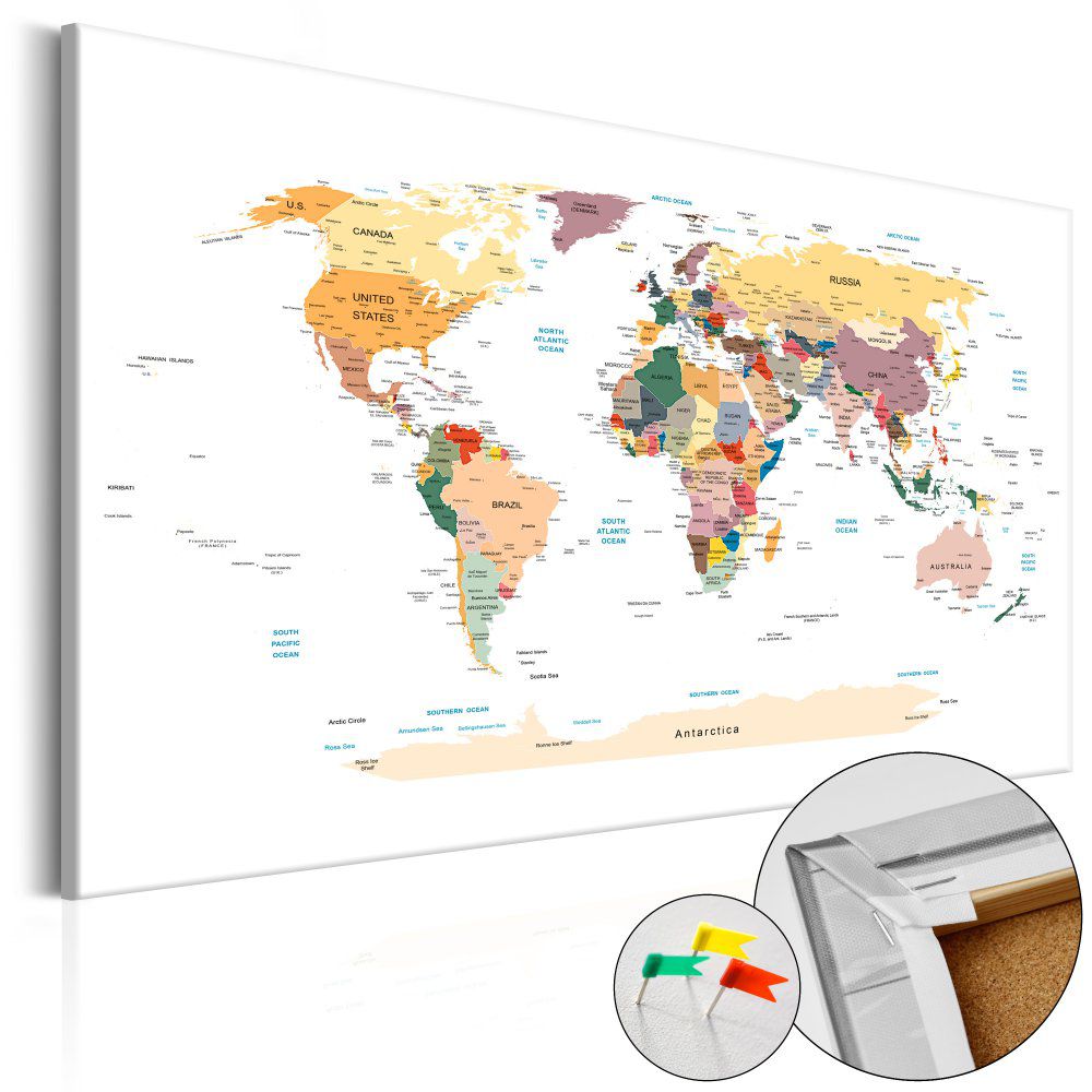 Bimago Obraz na korku - World Map 90x60 cm - GLIX DECO s.r.o.