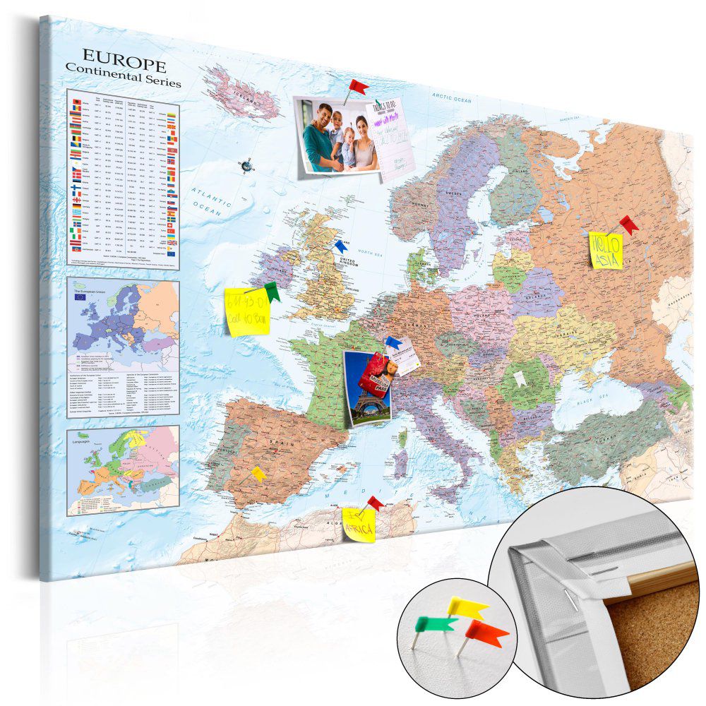 Bimago Obraz na korku - World Maps: Europe 90x60 cm - GLIX DECO s.r.o.