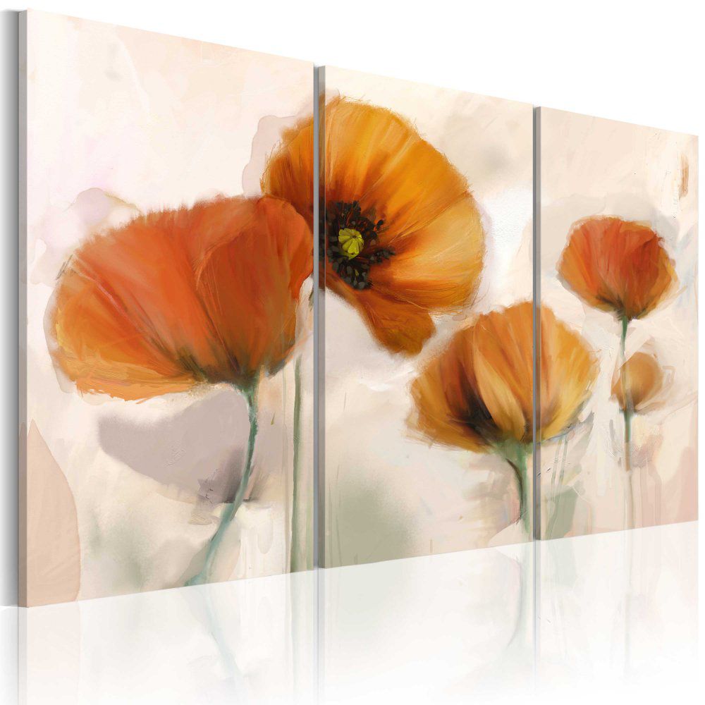 Obraz na plátně Bimago - Artistic poppies - triptych 60x40 cm - GLIX DECO s.r.o.