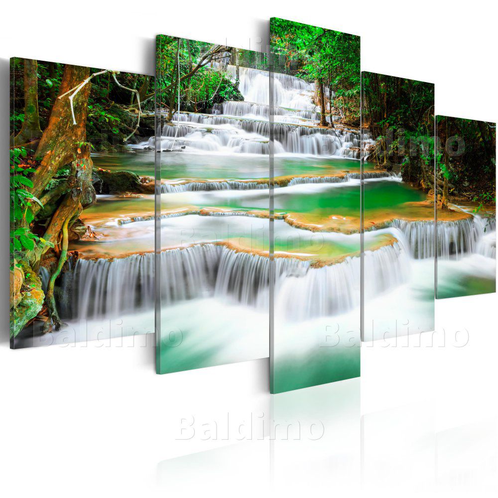 Obraz na plátně Bimago - Deep forest Waterfall in Kanchanaburi, Thailand 100x50 cm - GLIX DECO s.r.o.