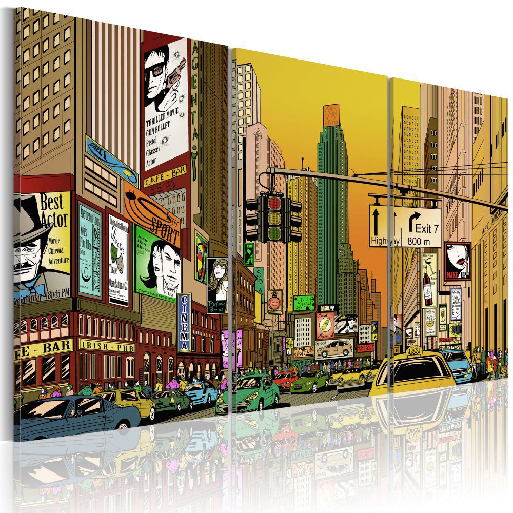 Obraz na plátně Bimago - NYC v komiksu 60x40 cm - GLIX DECO s.r.o.