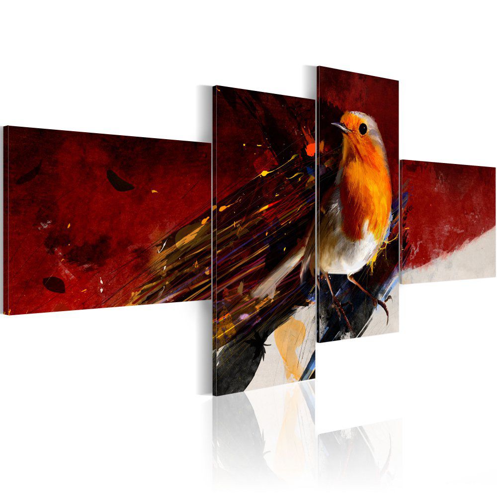 Obraz na plátně Bimago - Oranžový ptáček 100x45 cm - GLIX DECO s.r.o.