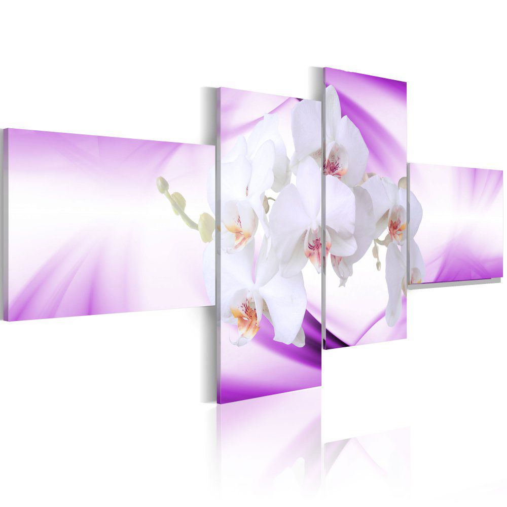 Obraz na plátně Bimago - Orchideje na fialovém pozadí 100x45 cm - GLIX DECO s.r.o.