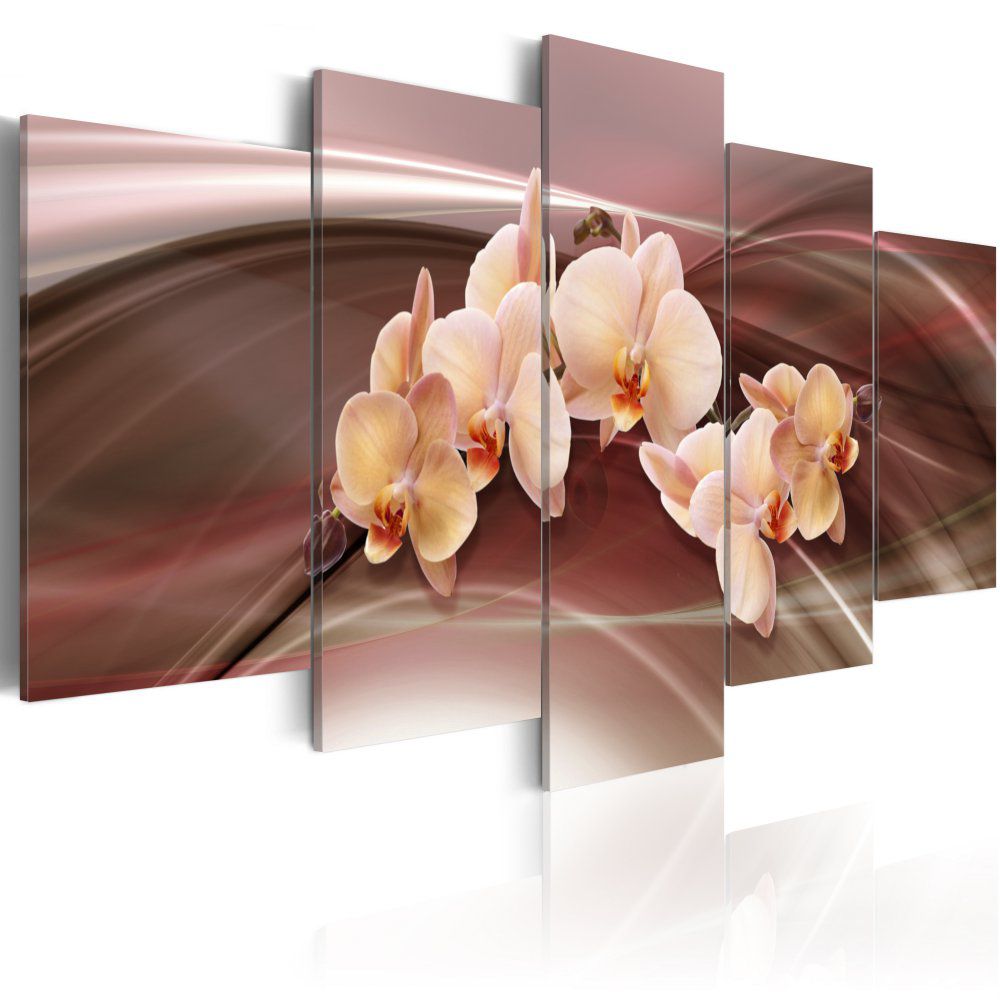 Obraz na plátně Bimago - Orchideje na hnědém pozadí 100x50 cm - GLIX DECO s.r.o.