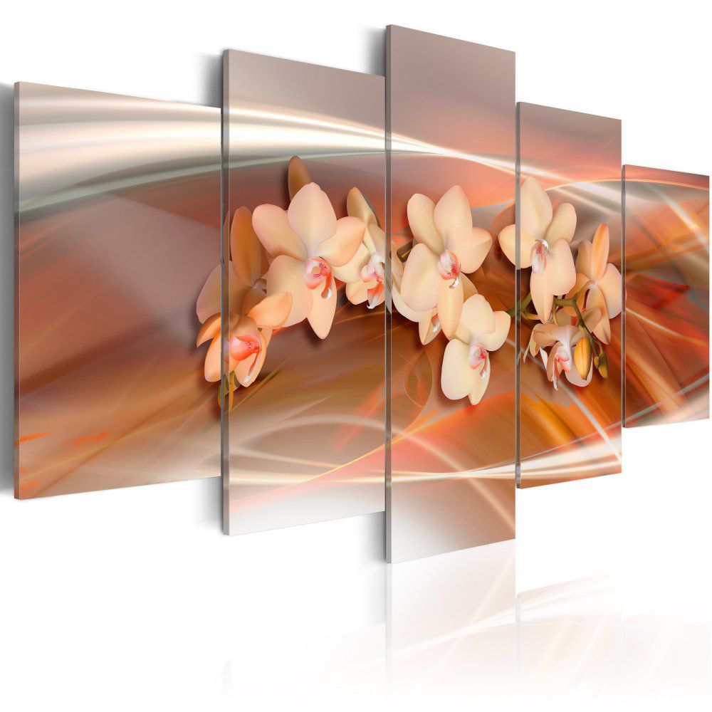Obraz na plátně Bimago - Orchideje - oranžové odstíny 100x50 cm - GLIX DECO s.r.o.
