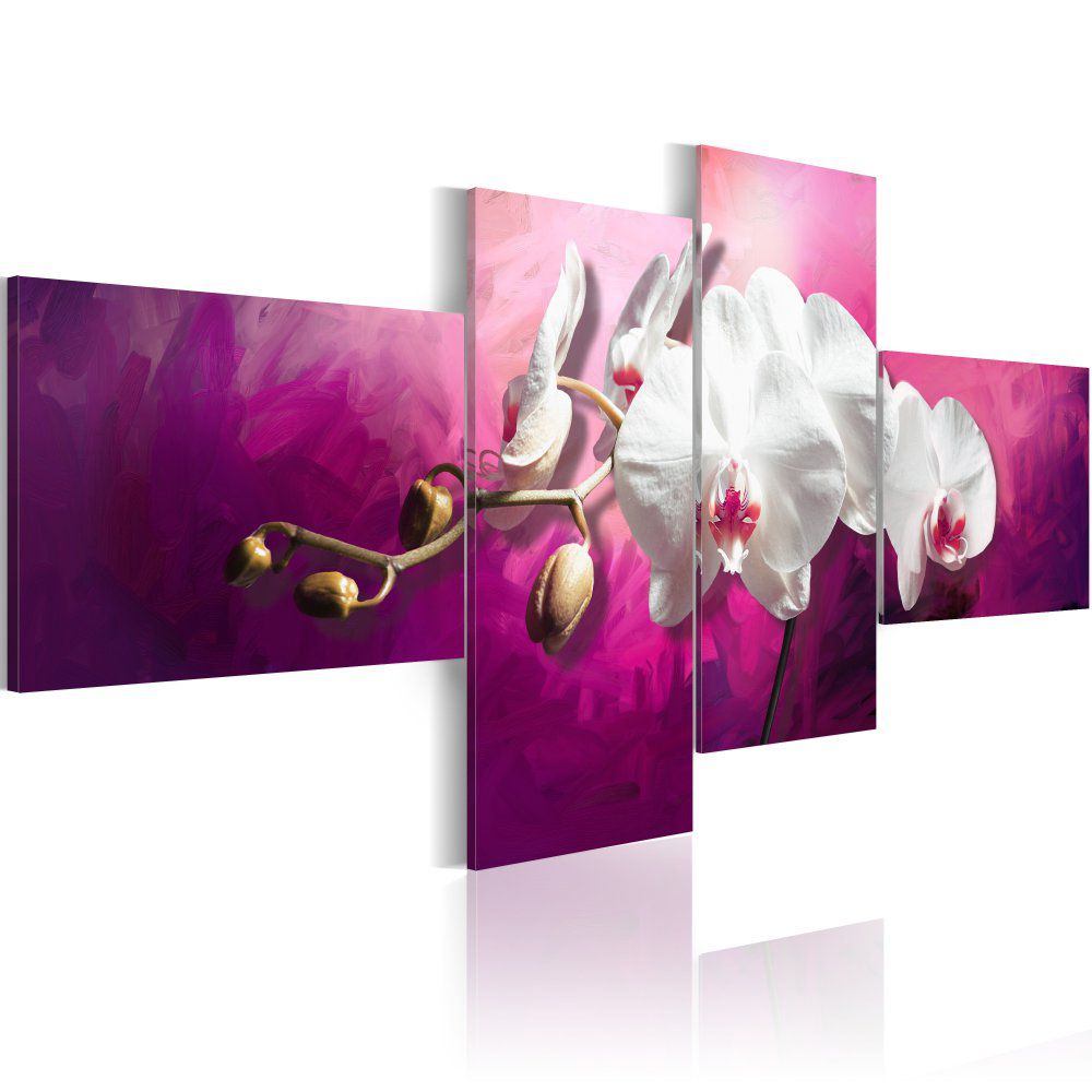 Obraz na plátně Bimago - Orchids in violets 100x45 cm - GLIX DECO s.r.o.