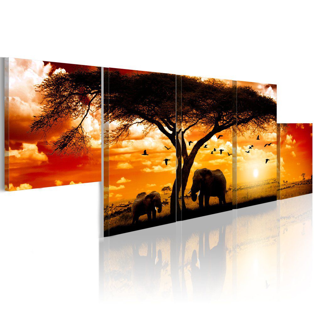 Obraz na plátně Bimago - Red sunset - Africa 100x30 - GLIX DECO s.r.o.